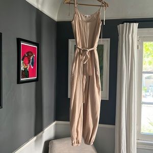 Light pink jumpsuit tie shoulder